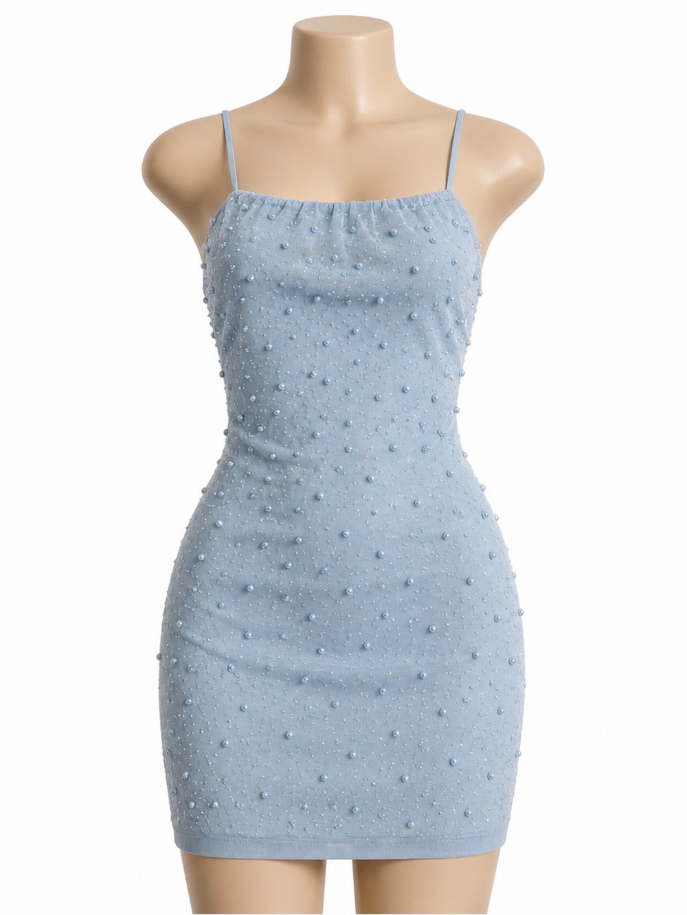Windsor Light Blue Beaded Spaghetti Strap Mini Dress Size XS Party NWT